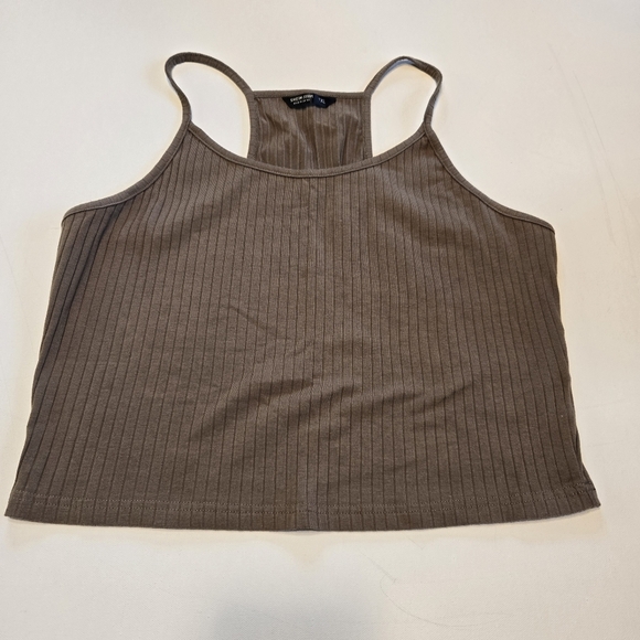Shein Curve Olive Green Ribbed‎ Cropped Tank Top - Picture 1 of 6